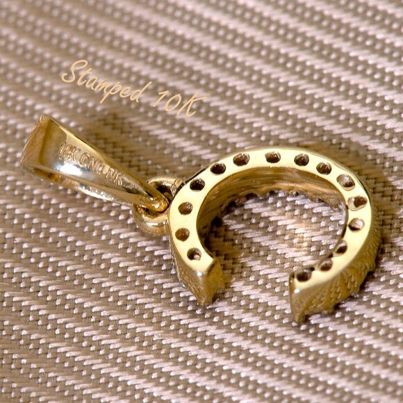 Natural Ethically Sourced Real Earth Diamond Gold Initial C Pendant Stamped 10K - Picture 5 of 6